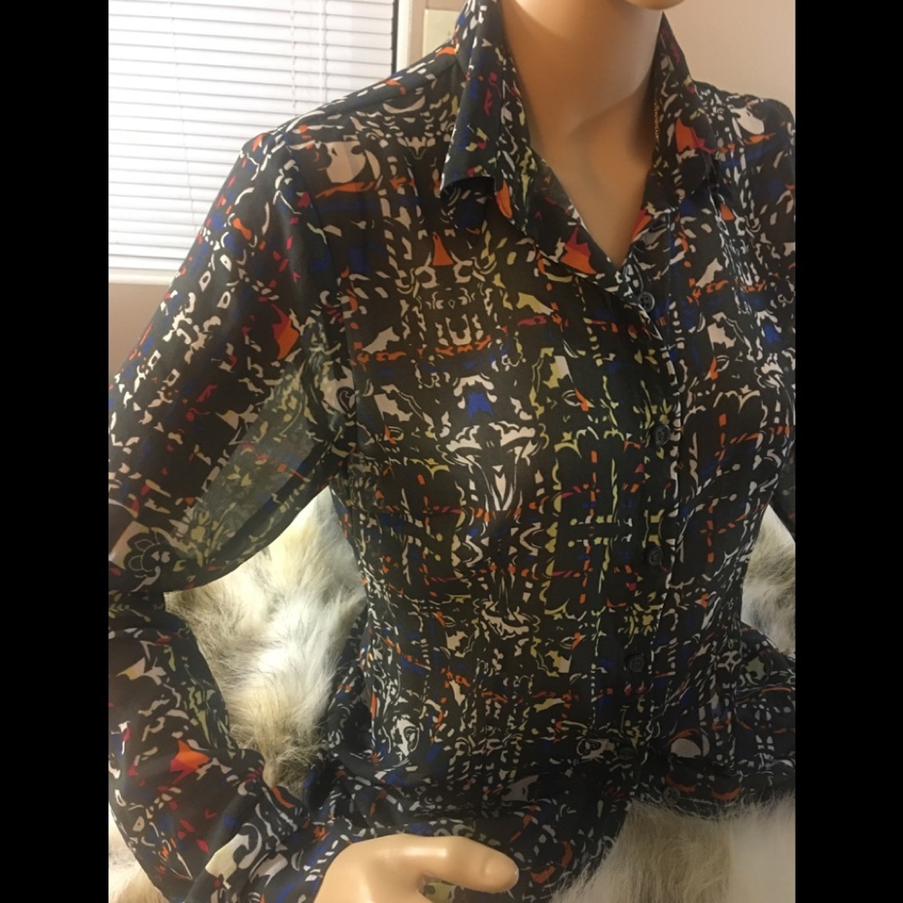 CAbi Women's Multi-Color Long Sleeve Shirt Size S